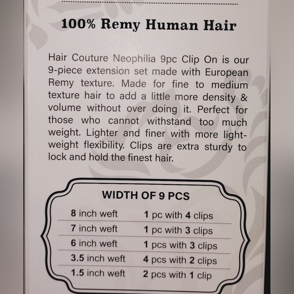 NIB!! neophilia 9 pcs Clip-ons Real Human Hair Extensions. - Picture 7 of 10